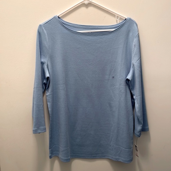 NWT Talbots Pima Cotton Bateau-Neck 3/4 Sleeve Tee, Size X - Picture 2 of 7
